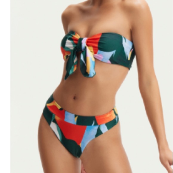 Multicolor Strapless Bow Bikini Set - Picture 2 of 2